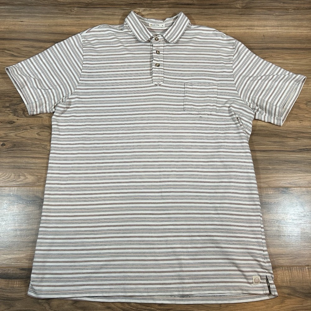Marine Layer Mens XL |Salmon| Stripe Polo Collared Soft Short Sleeve Shirt